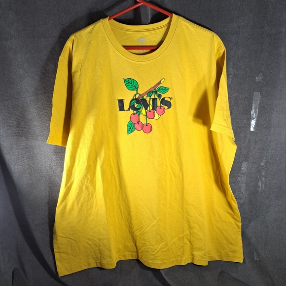 Levi's Cherry Branch Dark Yellow Logo Graphic Tee Relaxed Fit VG+ XXL - Picture 1 of 11